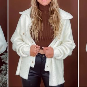 Ivory oversized fuzzy jacket from boutique